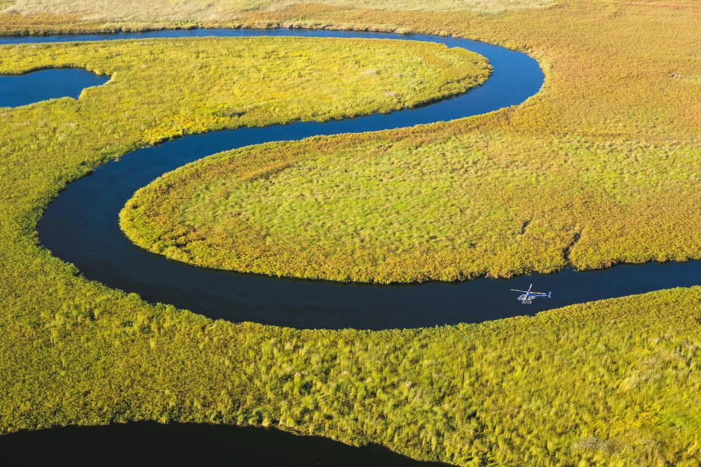 Helikopterflug über das Okavango Delta
